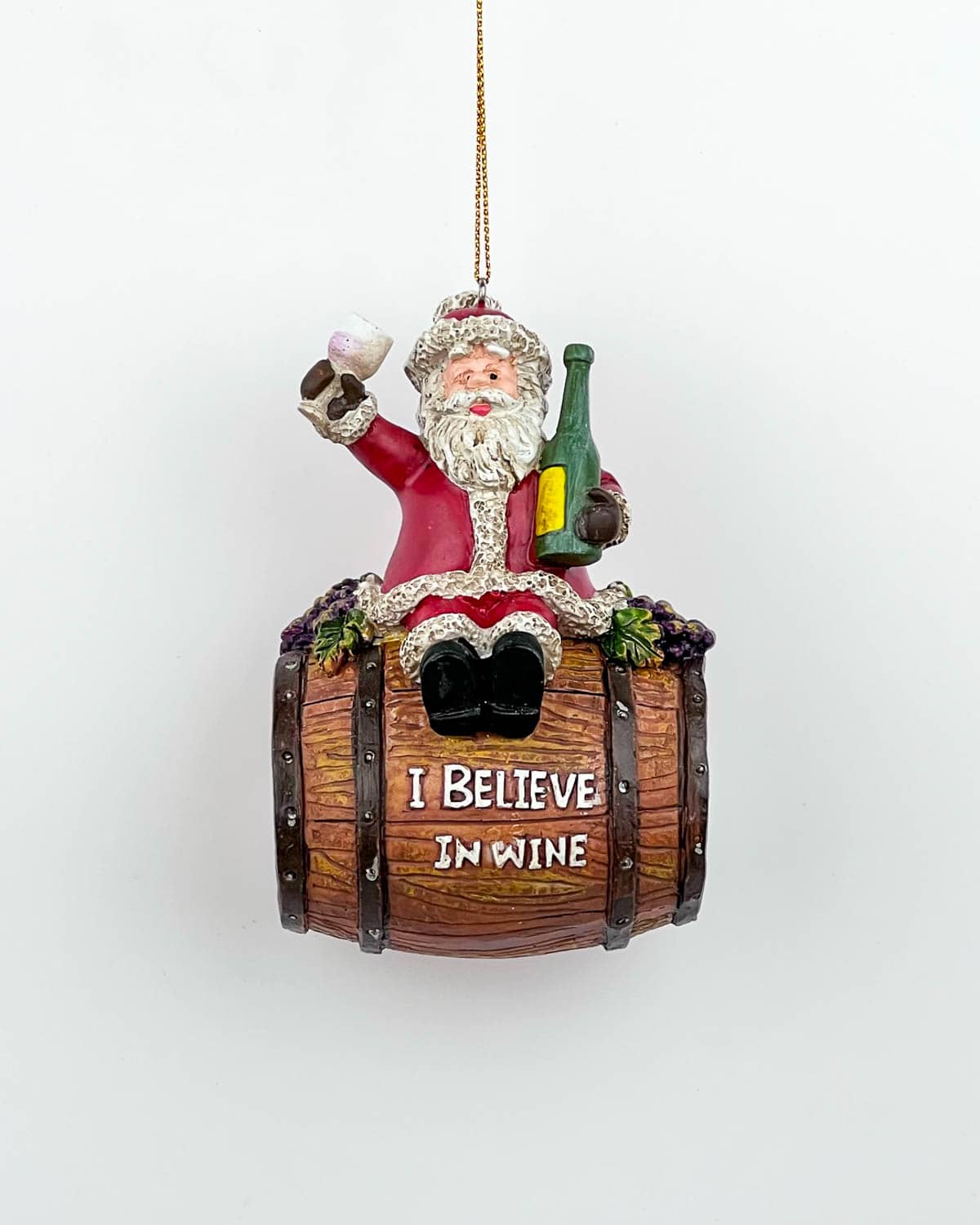 I Believe in Wine Santa Christmas Ornament