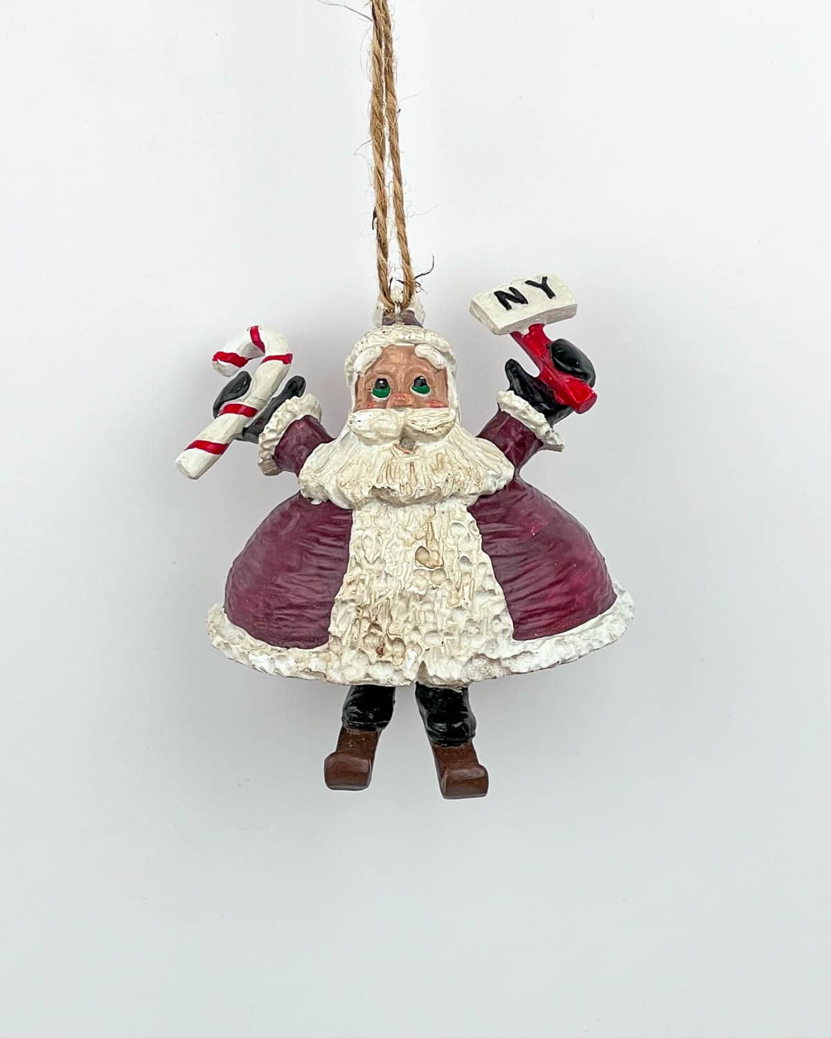 Santa Skiing NY Christmas Ornament