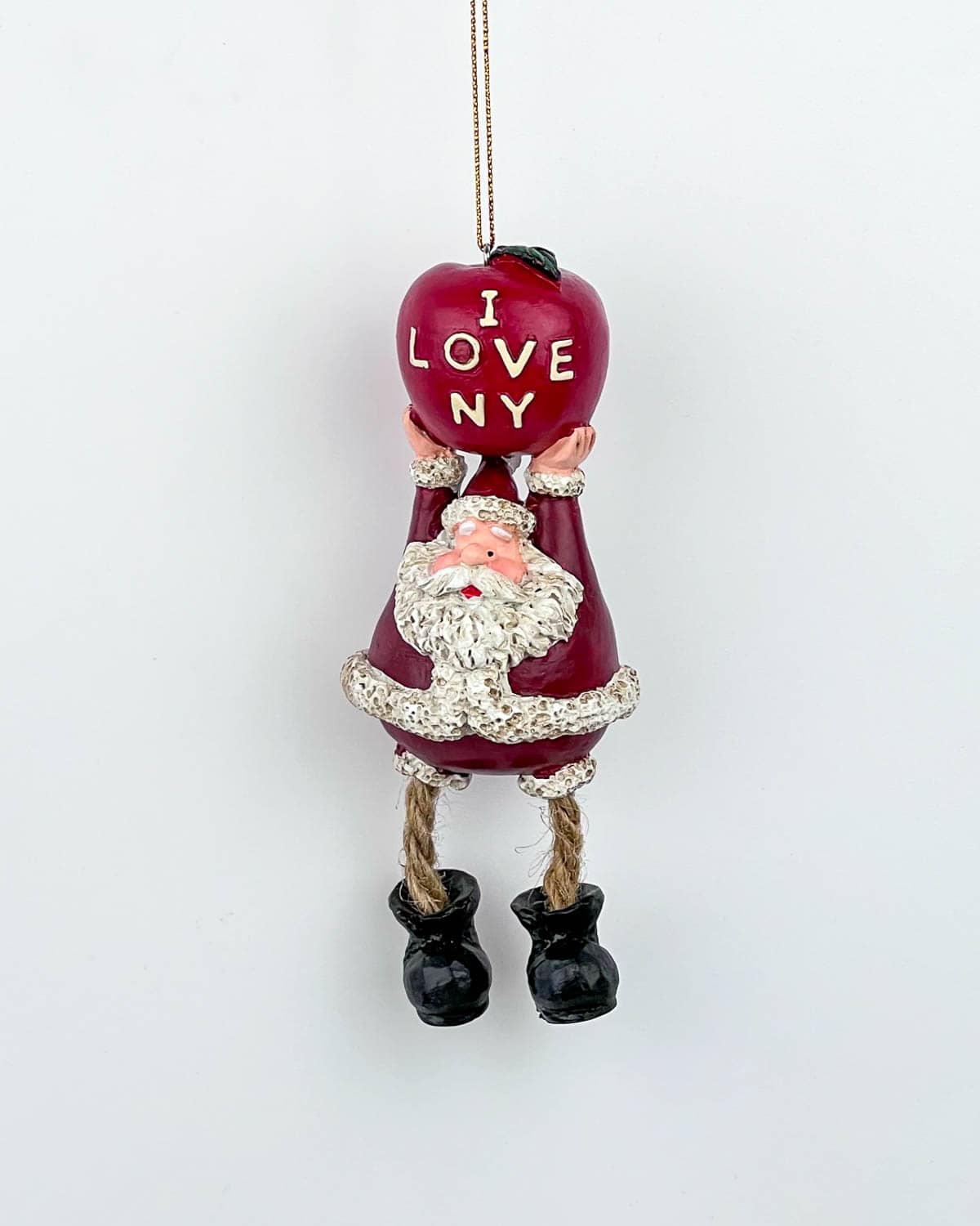 Santa Holding A Big Apple Christmas Ornament