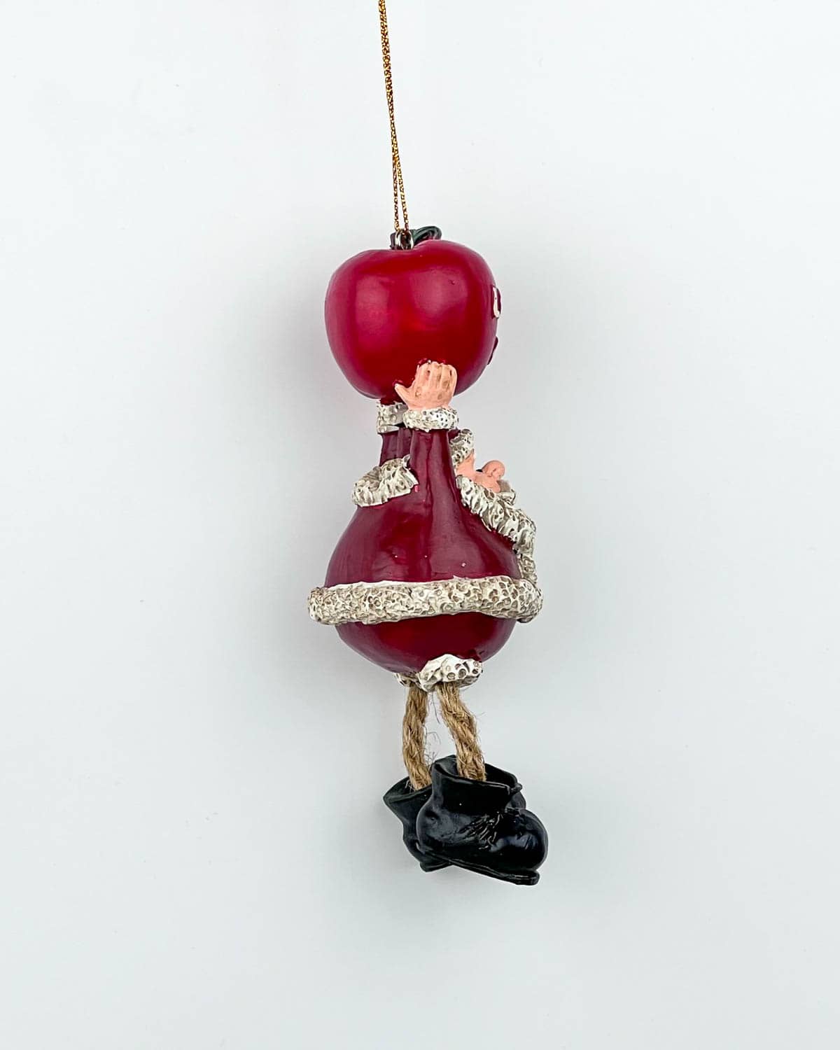 Santa Holding A Big Apple Christmas Ornament - Image 2