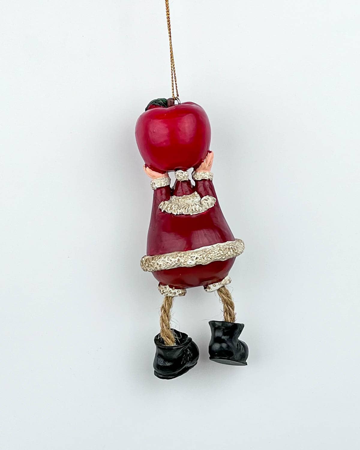 Santa Holding A Big Apple Christmas Ornament - Image 3