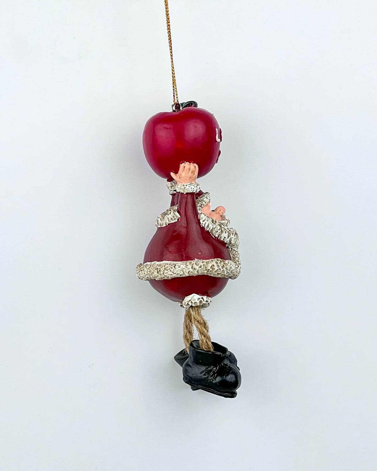 Santa Holding A Big Apple Christmas Ornament - Image 4