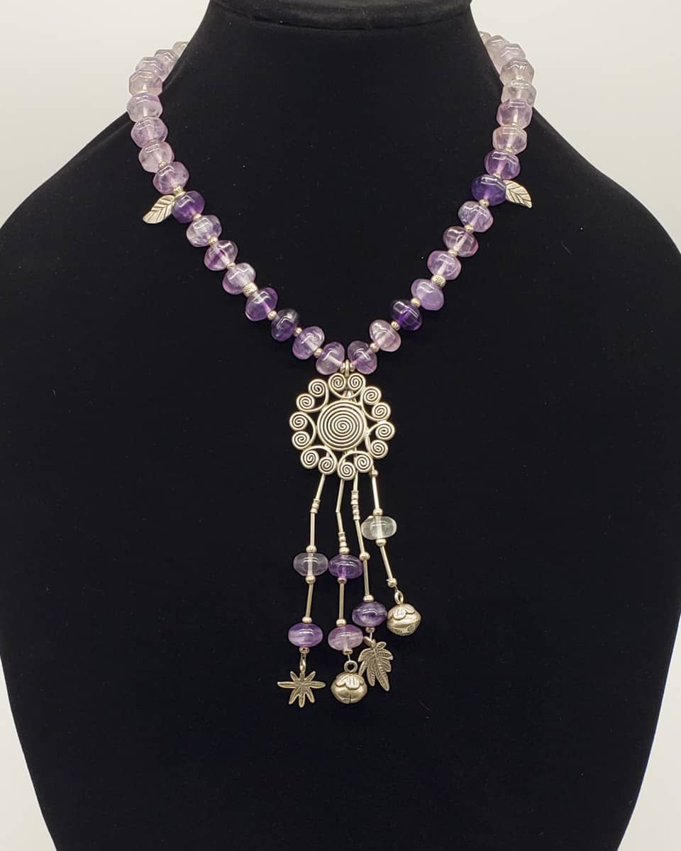 Natural Amethyst Crystal Studded Necklace