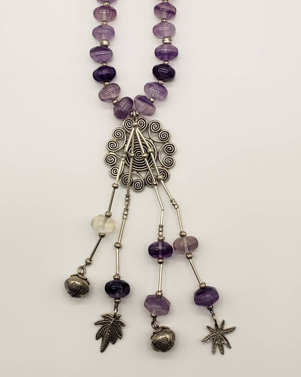 Natural Amethyst Crystal Studded Necklace - Image 2