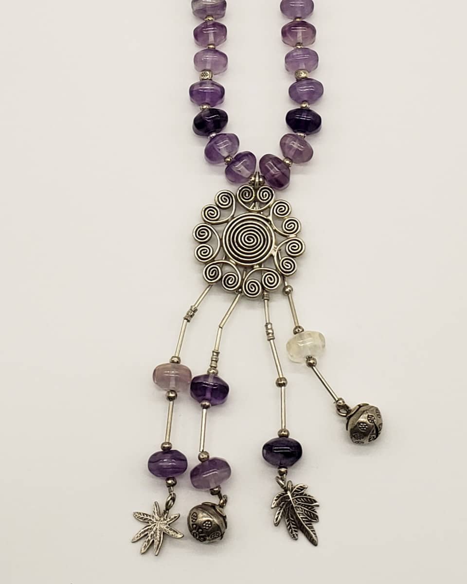 Natural Amethyst Crystal Studded Necklace - Image 3