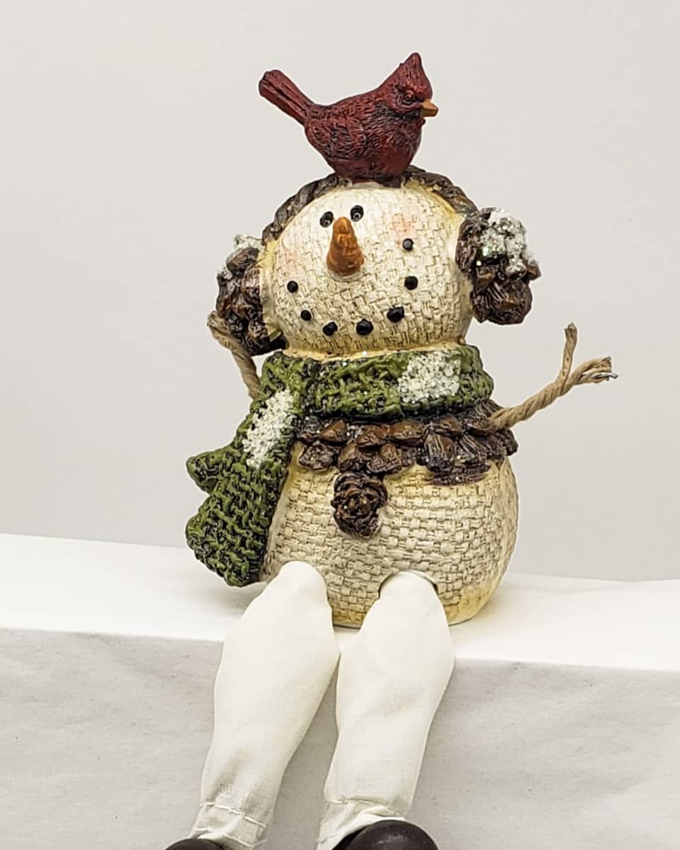 Smiling Sitting Snowman Christmas Decor - Image 4