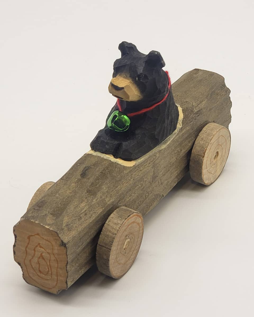 Animal on A Wooden Log Car Christmas Decorations - Image 2