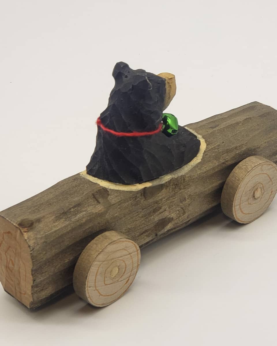Animal on A Wooden Log Car Christmas Decorations - Image 3