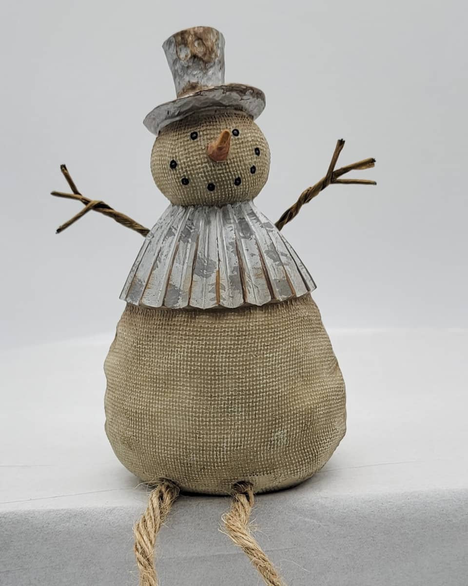 Smiling Sitting Snowman Christmas Decor