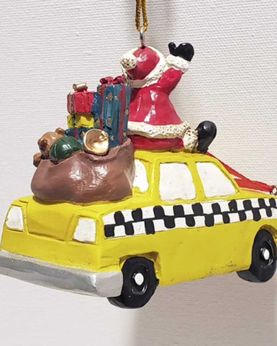 NYC Taxi Driving Santa Christmas Ornament - Image 2