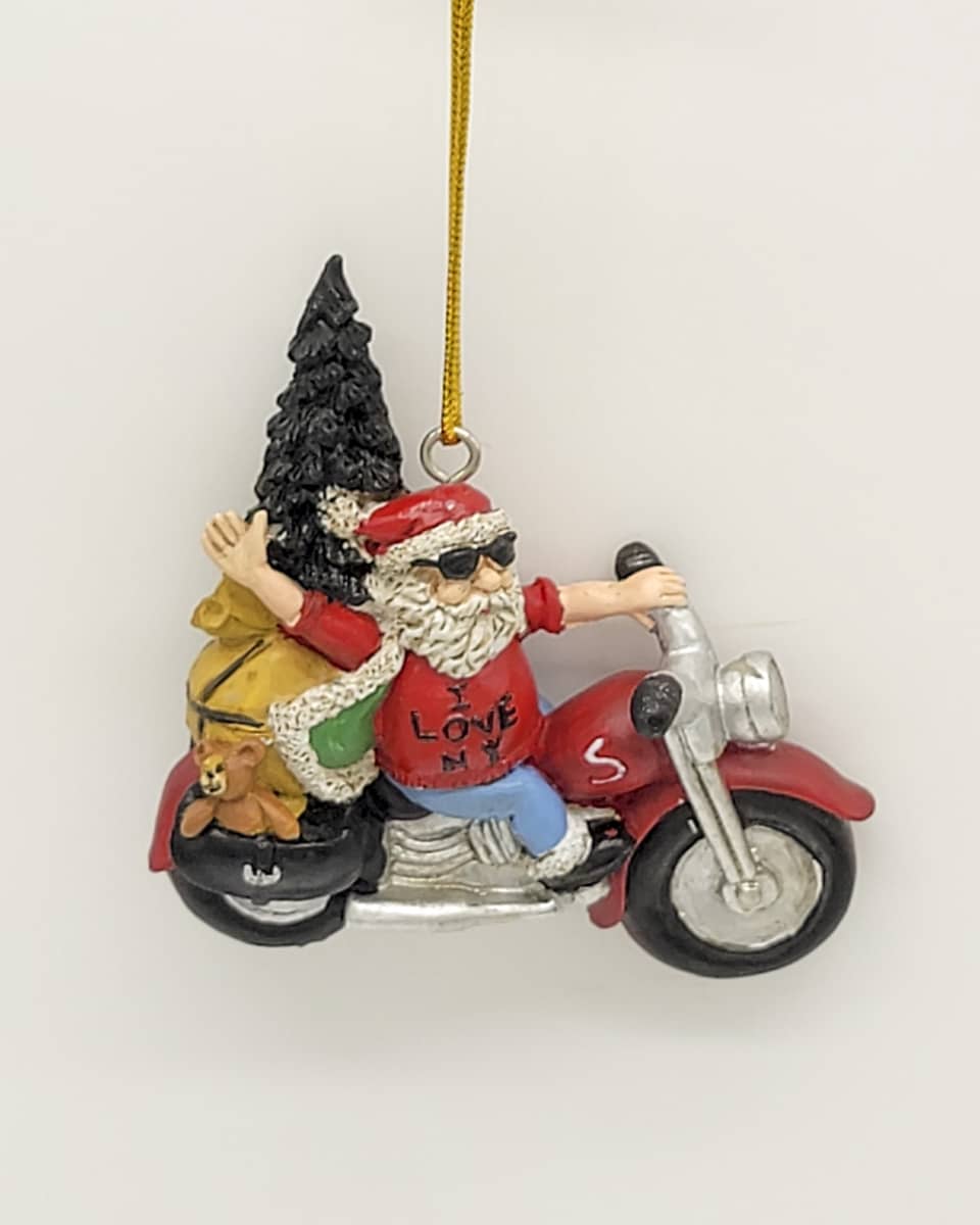 Santa Biker Christmas Ornament