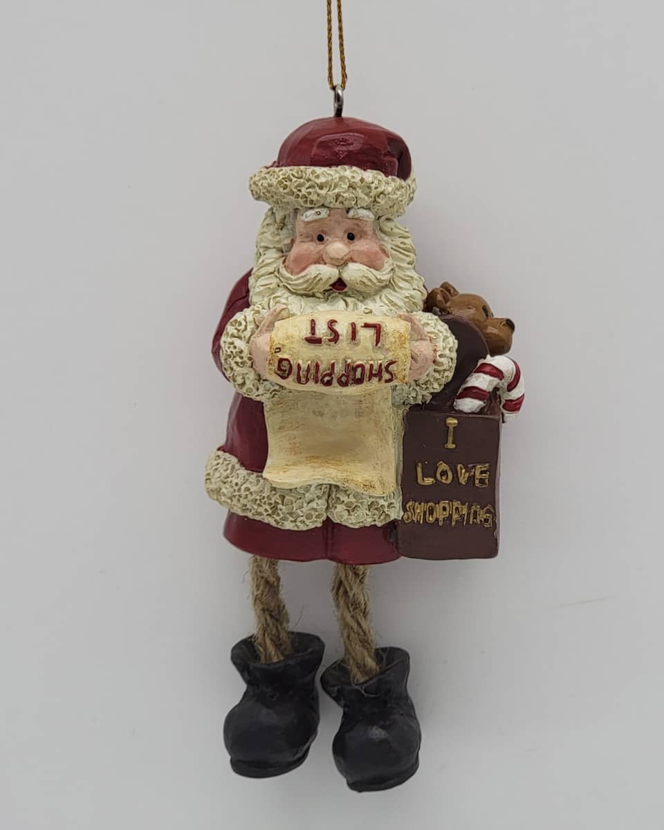 Santa Holding Shopping List Christmas Ornament