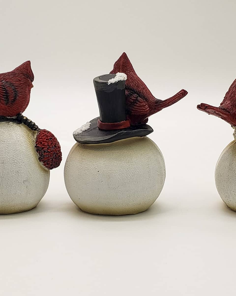 Snowman Head & Red Cardinal Christmas Decoration - Image 2