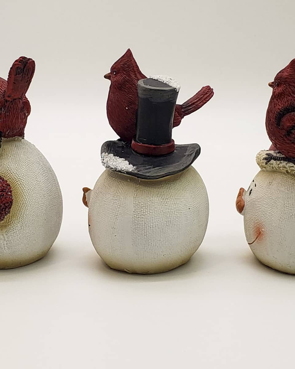 Snowman Head & Red Cardinal Christmas Decoration - Image 3