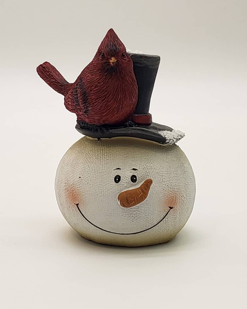 Snowman Head & Red Cardinal Christmas Decoration - Image 5