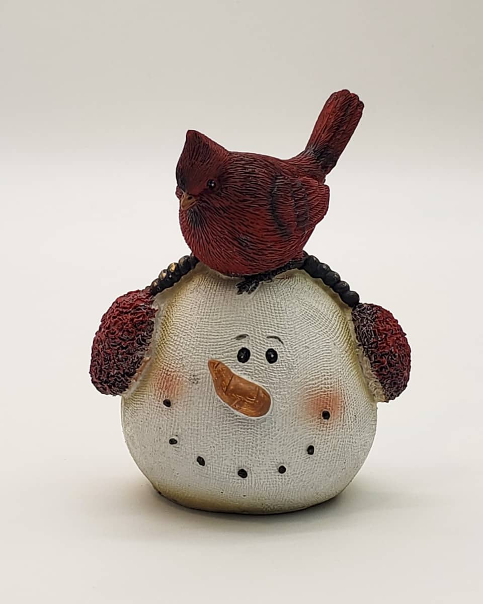 Snowman Head & Red Cardinal Christmas Decoration - Image 6