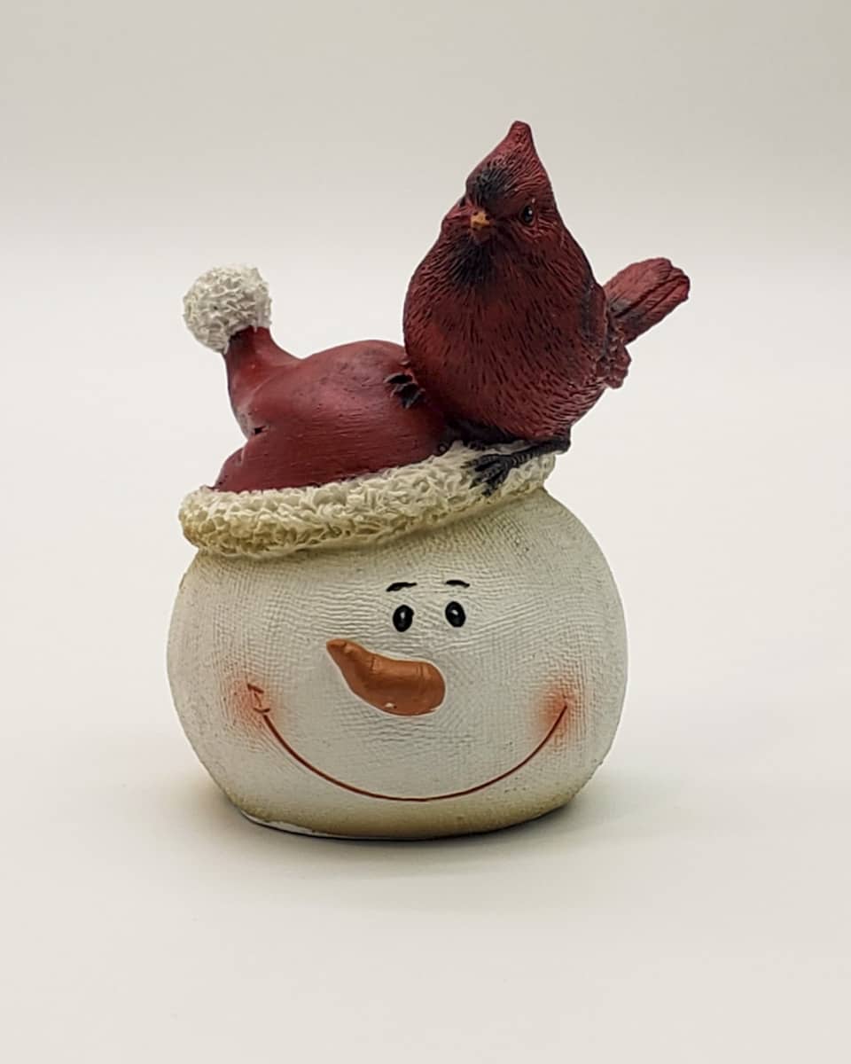 Snowman Head & Red Cardinal Christmas Decoration - Image 7