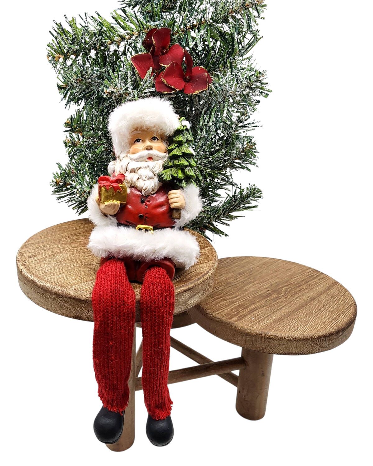 Sitting Santa Dangling Feet Christmas Decor - Image 3